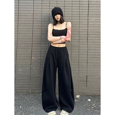 美式复古解构设计情侣阔腿弯刀卫裤男女春秋宽松爵士舞休闲运动裤，男装休闲裤，星座506A