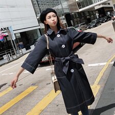 大货已出秋季新款明线设计风衣外套浙宝262A-A005，女装风衣，Yologo