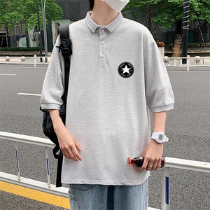 PL57117-P35 翻领短袖polo衫男大码胖子半袖t恤男有领保罗衫 模特图片