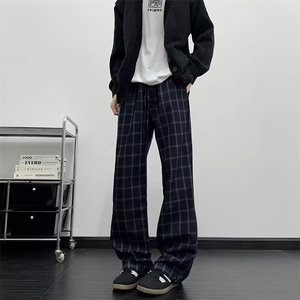 格子裤新款街头原宿个性格宽松阔腿休闲长裤8052 P41图片