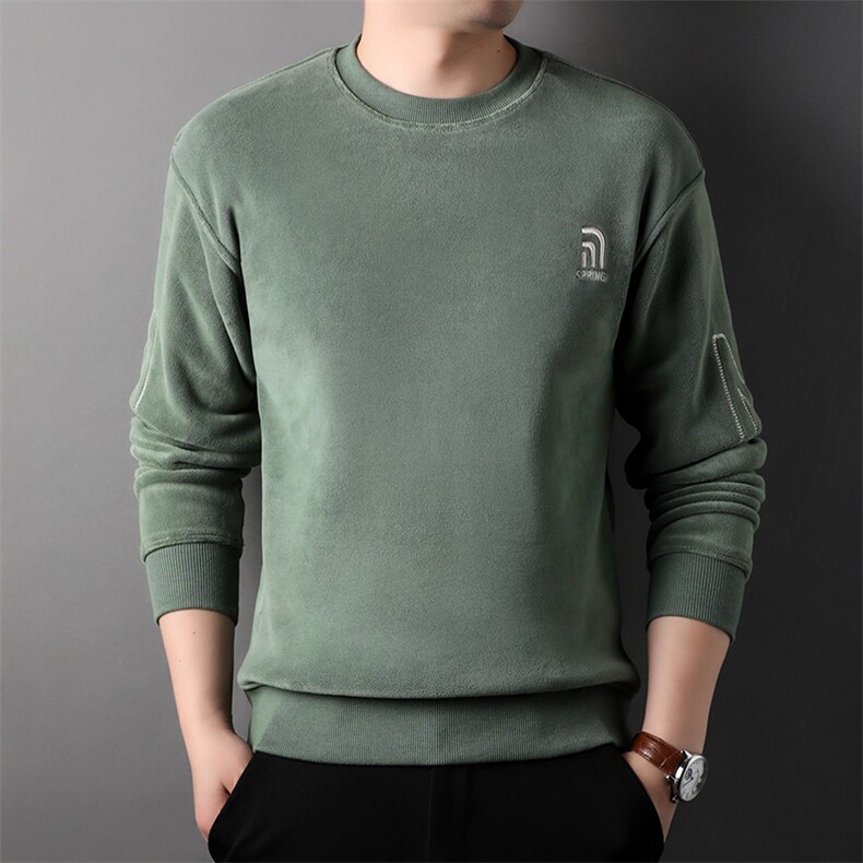 男卫衣中青年时尚休闲冬季男装厚款奥粒绒卫衣圆领宽松HPM838-P67,男装卫衣,星座1105-3
