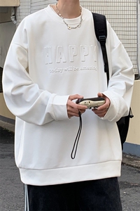 W9015/P35春装新款现货印花卫衣男长袖衬衣大码宽松上衣外套图片