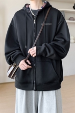 内景秋冬高街情侣连帽卫衣男潮牌休闲宽松外套WY00750/P55加绒P60，女装短外套，电商B316