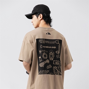 外27-2GANYOU日系240g户外暗色系印花T恤TX55-P40图片