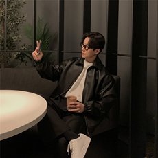 秋季新款机车皮衣男翻领潮牌ins宽松短款皮夹克外套潮流帅气百搭，男装夹克，星座710