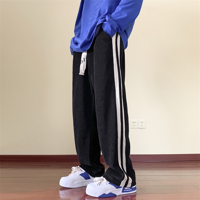 灯芯绒休闲裤男韩版潮流拼色2023秋冬季新款ins宽松长裤K2838-P33,男装休闲裤,星座412