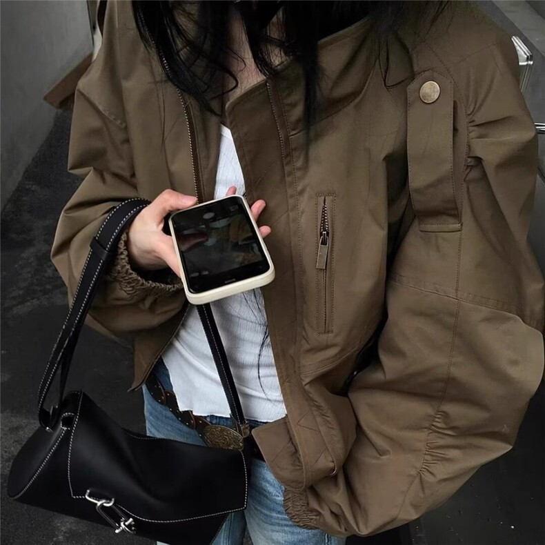 美式复古卡其色立领工装夹克男女cleanfit高级感短宽巴恩风外套潮，男装夹克，星座506A