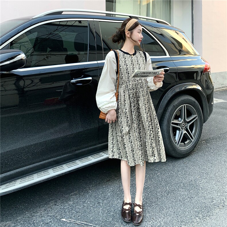 新款法式复古碎花背心连衣裙套装女2C282-215P175K288,女装套装/套裙,2C282