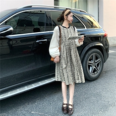 新款法式复古碎花背心连衣裙套装女2C282-215P175K288，女装套装/套裙，2C282