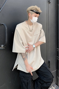 男装抗皱印花短袖t恤潮牌假两件上衣男生体恤 XZ514-2-202449-P58图片