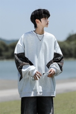 8XL-M春秋季圆领拼接撞色民族风卫衣男新款潮牌上衣服WY005P58，男装卫衣，电商B312