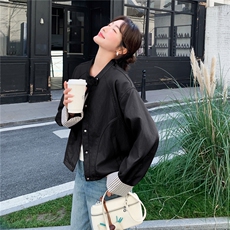 已出货春装新款~咖色皮衣外套女1楼南36-39吾爱衣-A21-P140-K268，女装皮衣，1C083