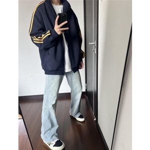 现货三条杠卫衣男女高级感开衫宽松慵懒风外套807-3-WY18-P48图片