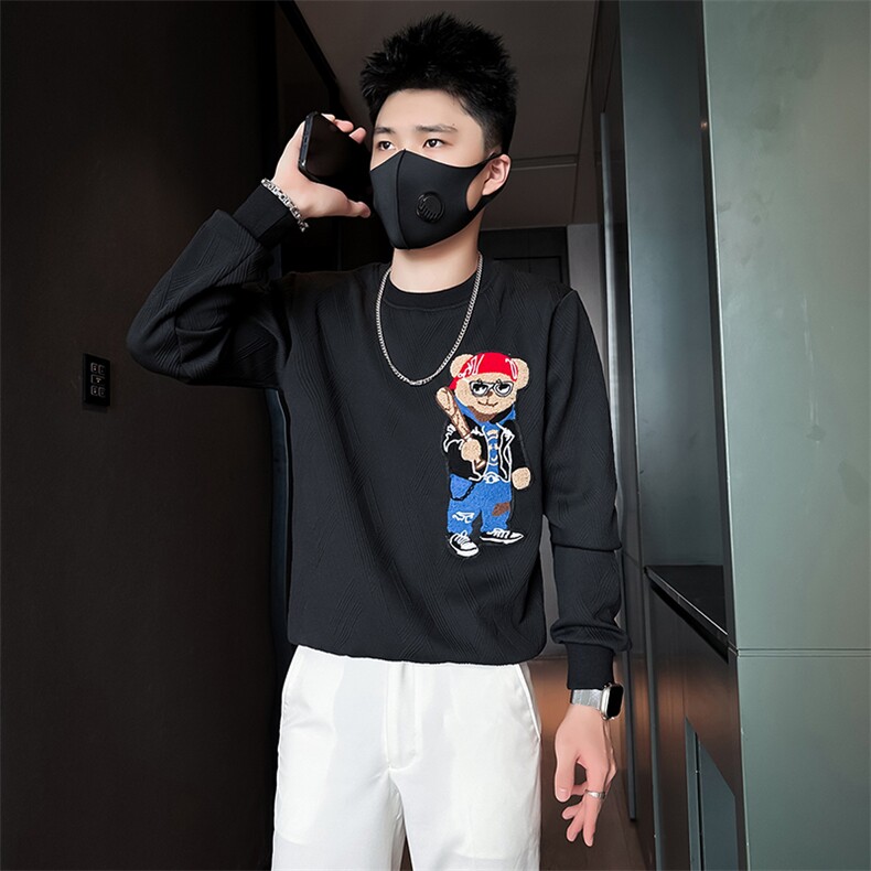 轻奢小熊卫衣男高级感潮流社会小伙店主风无帽外套301C-WY36-P58,女装短外套,星座301C（原B323）