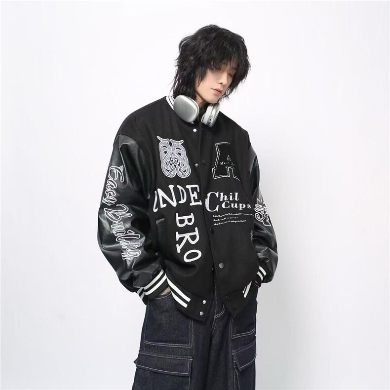 1506-1/JM2141/P64复古高街重工刺绣棒球服男女春秋季宽松潮牌百,女装职业装,星座1506-1