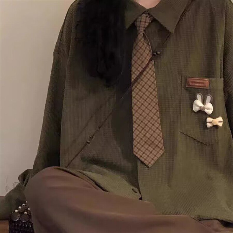 2025春秋日系复古宽松长袖衬衫女学院风休闲宽松衬衣外套,女装衬衫,星座506A