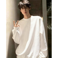 长袖T恤纯色秋季白色内搭卫衣纯棉宽松打底衫上衣服WE10036，男装T恤，星座1116A（原606A-3）