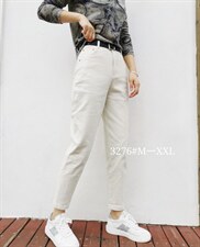 2021秋弹力磨毛牛仔休闲裤手感舒服百搭四色M一XXL，女装休闲裤，简 影