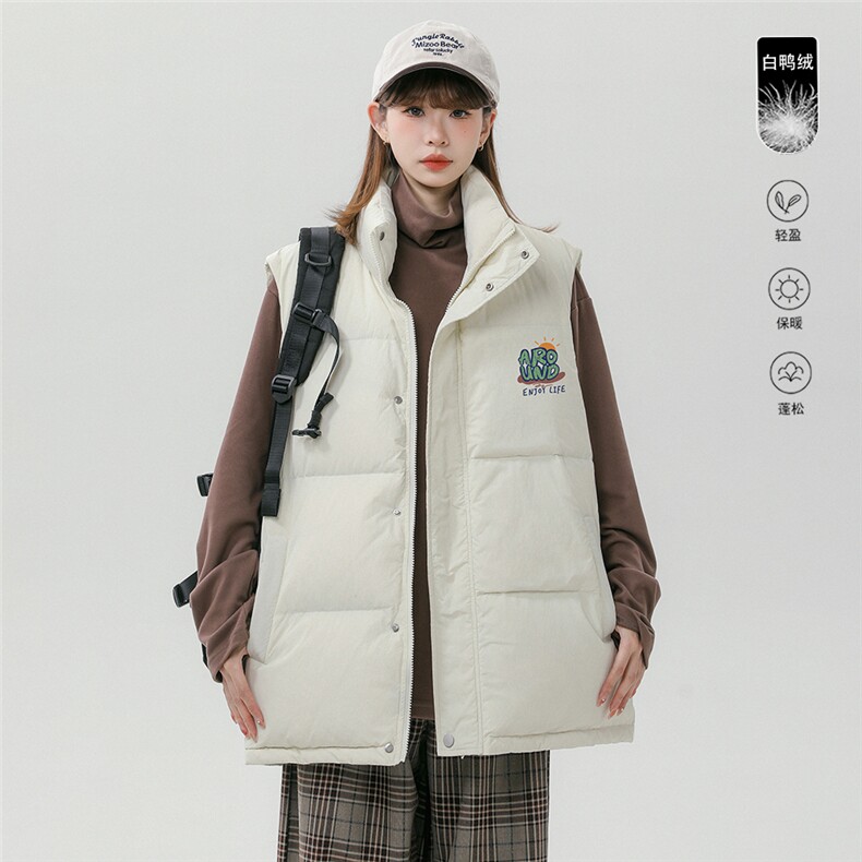 中性风新款冬季时尚百搭宽松白鸭绒羽绒马甲MJ616特批115控168,女装马甲,电商A268