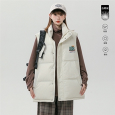 中性风新款冬季时尚百搭宽松白鸭绒羽绒马甲MJ616特批115控168，女装马甲，电商A268