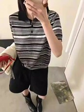 夏季简约百搭纯色时尚翻领显瘦女士短袖，女装T恤，佑昭祥羊绒