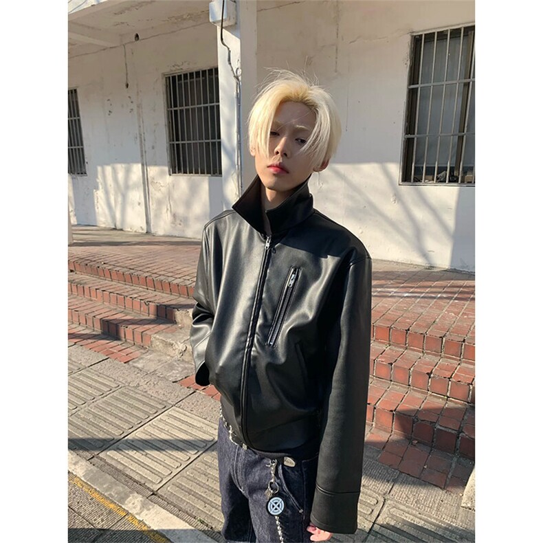 美式复古短款拉链皮衣外套cleanfit飞行员机车夹克男JK9805-P90,男装夹克,星座1004-3