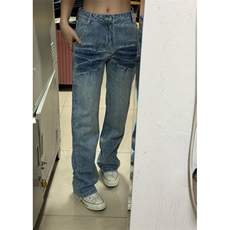 【有货】K7053HH-特P48浅蓝色闪电纹牛仔裤男女设计感直筒裤子，男装牛仔裤，星座1007（原301D）