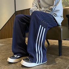 秋冬双面摇粒绒拼接织带绣花休闲裤XZ604-K117-特P40控78，男装休闲裤，星座604