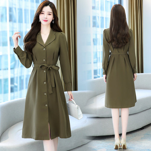 2021秋季时尚简约大方气质优雅收腰显瘦休闲修身百搭连衣裙,女装连衣裙,铭街依杨