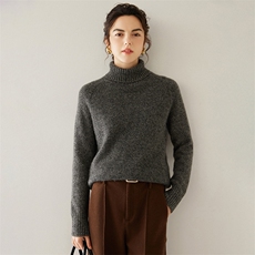 秋冬加厚高翻领夹花山羊绒衫女针织打底衫长袖毛衣保暖上衣插肩袖，女装羊绒衫，轩妮羊绒