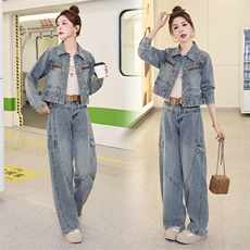 牛仔外套女洋气减龄显瘦春秋装2025新款轻熟风时尚气质两件套套装，女装套装/套裙，跑量工厂店