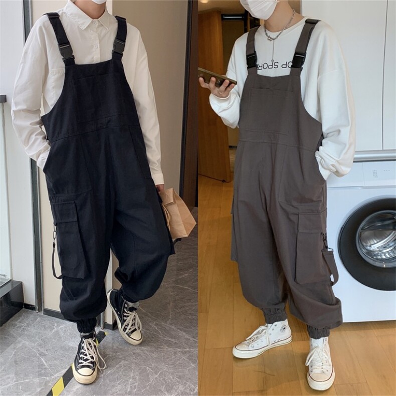 复古休闲连体背带裤女士潮流ins嘻哈工装连体衣服套装潮D5991-p60,男装休闲裤,星座601-2