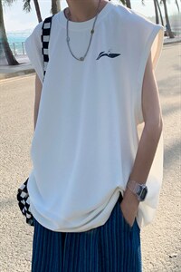 抖音供货、180克现货全棉印花背心宽松无袖T恤 D223A-BX2124-P20,男装背心/马甲,电商019-1