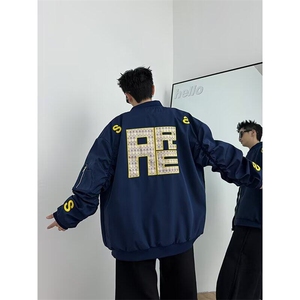 棒球服夹克男女韩版潮流字母刺绣百搭2026春季ins外套W6506-P63图片
