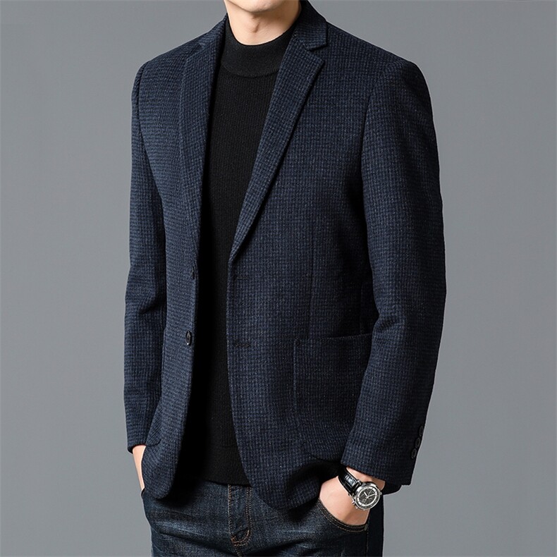 男装羊毛西装外套男士春秋季新款高端毛呢单西礼服商务休闲西服男,男装西服套装,钱塘6003（原4033）