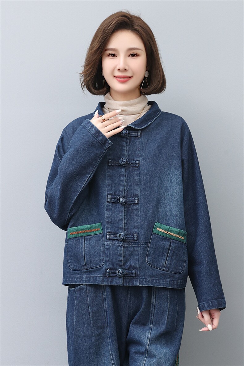时尚宽松牛仔外套女秋冬季新款韩版显瘦长袖上衣百搭休闲夹克,女装衬衫,叶笙衣