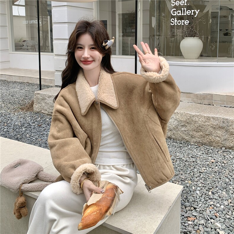 新款双面穿皮毛一体外套2D035-25141P195K288,女装短外套,2D035