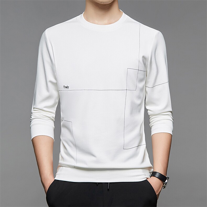 秋季新款男装套头圆领卫衣薄款中年商务休闲男士宽松免烫打底衫,男装卫衣,电商B212（原钱塘6029）