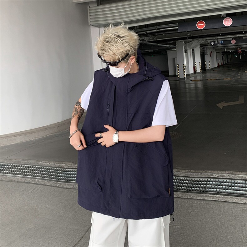 2024夏季新款机能坎肩连帽马甲男潮牌百搭工装背心现货W8201-P48，男装背心/马甲，星座512-4