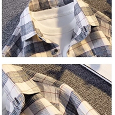 格子衬衫男士秋冬长袖韩版修身打底港风休闲情侣外套GZ812/P34，男装T恤，星座506B