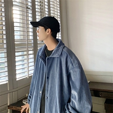 新款男百搭设计感灯芯绒潮流纯色港风针织外套WT2413-P85控138，男装夹克，星座717