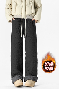 抖音羊羔毛菱格加厚夹棉大码阔腿棉裤男K5613J加棉-特P45控78图片