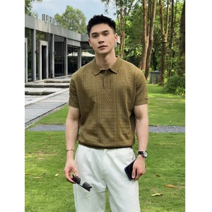 夏季针织衫短袖镂空翻领冰丝T恤 H9126-P50图片