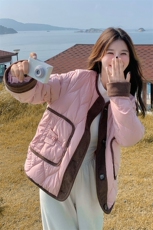 2024冬季新款羽绒服拼色印花简单时尚羽绒服外套，女装羽绒服，浪娴服饰