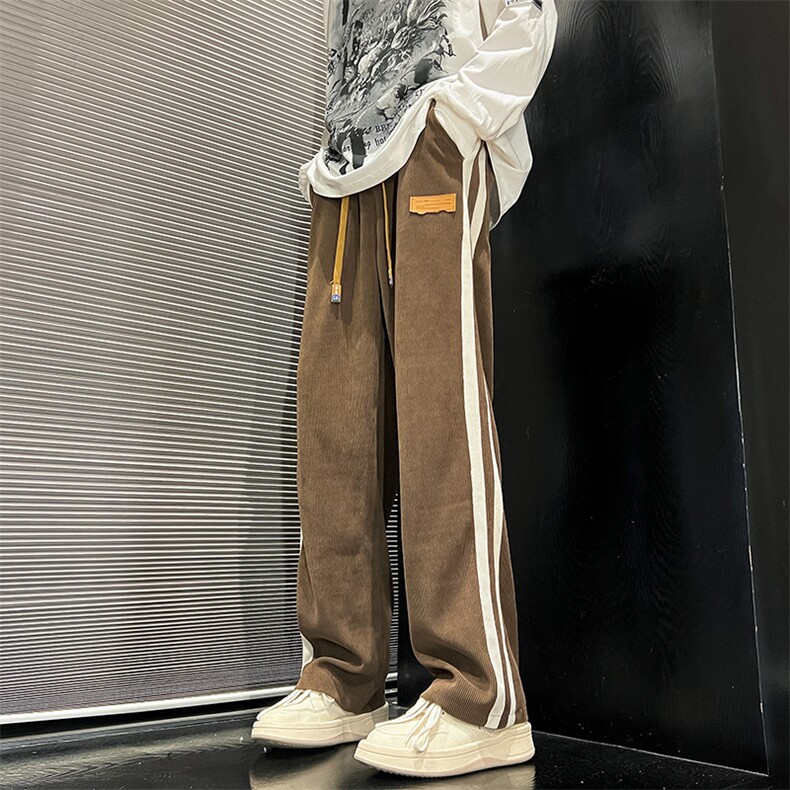 23秋欧棉绒灯芯绒拼接宽松休闲裤XZ603-K730-P55控68,男装休闲裤,星座603