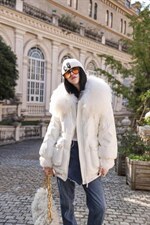 卡菲莱2021新款羽服大滩羊毛领+袖口拼羊羔毛+贵气 时，其它，卡菲莱