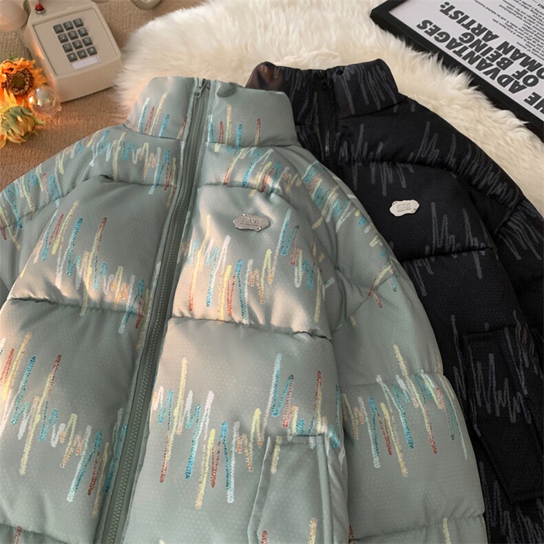 棉服男女七彩线印花棉衣立领面包服棉袄加厚外套3359-P70控108,男装棉衣,星座207