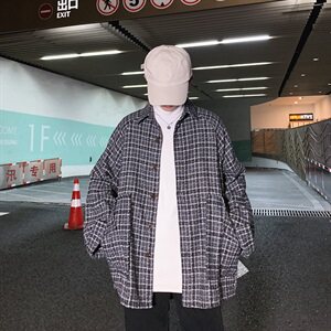秋冬款格子大口袋毛呢外套男士宽松呢料夹克韩版外套 2506- 特P68图片