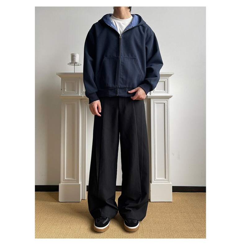 双面穿miu系格纹拉链卫衣短宽百搭开衫外套男潮cleanfit夹克休闲，男装夹克，星座1210-1