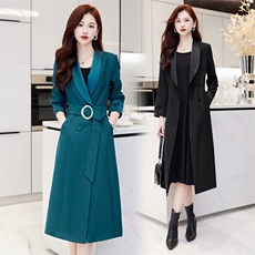 2023年新款英伦中长垂感时尚优雅轻奢风收腰气质显瘦洋气减龄风衣，女装风衣，时尚俏佳人